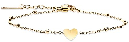 Selfmade Jewelry Armkettchen Herz Damen Gold Stainless Steel Edelstahl Armschmuck mit Herzchen Filigran Zart Inkl. Schmuckbox (Gold)
