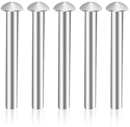 5 remaches sólidos de cabeza redonda de aluminio, remaches sólidos para mango de pala de pala y remache para jardín, pala de jardín (50 x 6 mm)