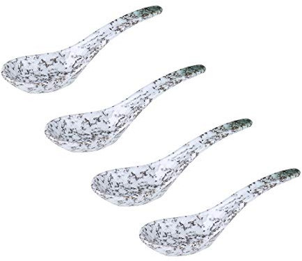 Cucharas soperas Asiáticos cerámica sopa cucharas de té de cucharas 5.3in larga serie de 4 estilo japonés chino de cerámica cucharadas soperas Cucharas de postre (Size : Curved spoon-C)