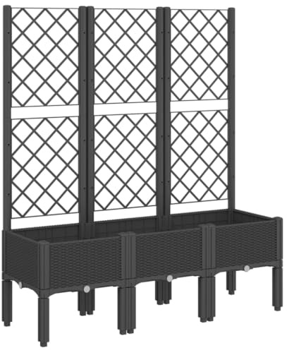 vidaXL Pflanzkübel mit Rankgitter Schwarz 120x40x142 cm PP
