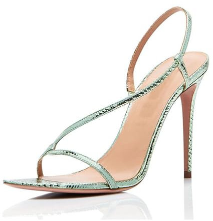 11CM/4.3IN High Heels Stiletto Sexy Offene Zehe Große Größe Sexy Nachtclub Pole Dance High Heels,Grün,36 EU