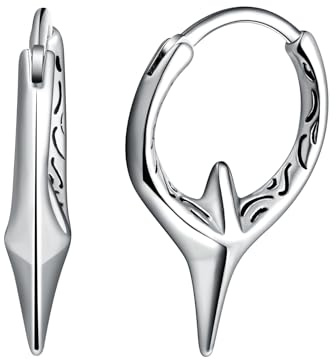 Yumilok Pendientes personalizados para mujer: Pendientes aro en forma de asterisco cruzado de acero inoxidable para todo el año - perfectos para fiestas hip hop,rock y bares,Navidad y cumpleaños