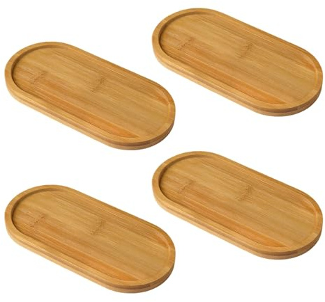 4 Stück Holztablett, dekoratives Tablett, Holzuntersetzer, ovales Tablett, Esstisch-Tablett-Dekoration, Kaffee-Tablett, Heimdekorationstablett