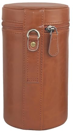 INKPO Personalisierte Kameralinsen-Tasche aus PU-Leder, dicke Objektivtasche für Fotografen, Objektivschutz für Mikro-Single-Kameraobjektiv, SLR-Kamera, Teleobjektiv (braun, Länge < 165 mm,