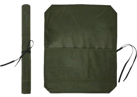 Bolsa enrollable para cuchillos - Bolsa enrollable para cuchillos de chef de lona encerada - Bolsa enrollable para cuchillos de Chef de lona con 7 ranuras, estuche para cuchillos de lona con correa aj