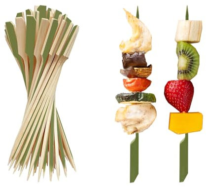Brochettes en bambou pour apéritifs (lot de 60), cure-dents naturels de 20,3 cm pour apéritifs, cocktails, fruits, sandwich, pics en bois robustes pour barbecue, fêtes, collations, barbecues, aliments
