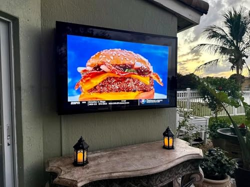 acrtmatic 28-32inch Weatherproof Outdoor TV Cover, Hard Cover and Durable, Clear Television Enclosure for Outside, with TV Wall Mount and Cooling Fans Included