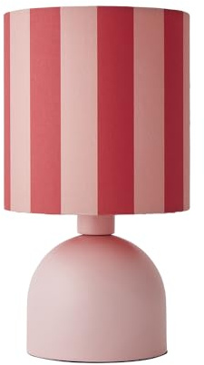 ValueLights | Miley Pink Stripes Drum Lamp Shade Pale Pink Table Lamp with LED Bulb | Table Lamps, Home Décor & Improvement Essential | Included LED Bulb
