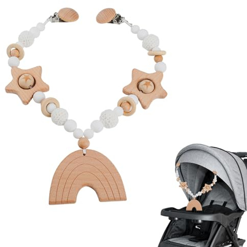 Zasjon Catena per Passeggino, Catena per Carrozzina in Legno, Passeggini Appeso, Collana per Carrozzina per Bambini per Passeggino per Neonati e Bambini a Partire da 0+