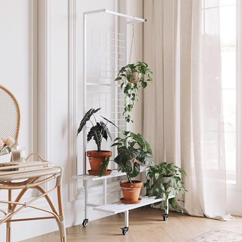 Soporte metálico para plantas de exterior e interior estante de exhibición plantas escalera de 2 o 3 niveles, soporte múltiples plantas estante almacenamiento plantas en escalera blanco soporte flores