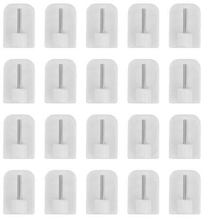 20 Stück Vorhanghaken selbstklebend, kleine Vorhanghaken ohne Bohren, Selbstklebende dekorative Minihaken, für Schlafzimmer, Bad, Küche, Wohnzimmer (weiß)