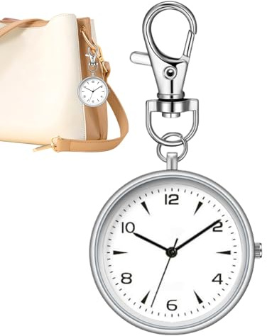 Genérico Reloj de Bolsillo Pequeño con Hebilla De Llave | Reloj Silencioso Portátil para Viajar, Casa, Trabajo, Escuela y Exteriores, Unisex