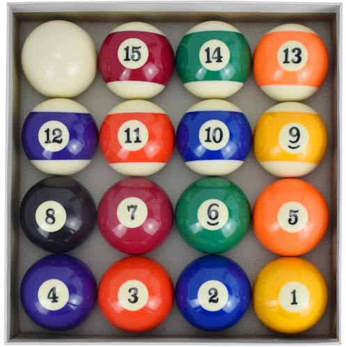 HIJIAO Billiard Balls Set 2-1/4 Regulation Size Billiard Pool Balls for Replacement (16 Resin Balls)
