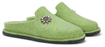LE TIROLESI – Pantofola Lumen in lana REWOOLY® con tomaia accollata, sottopiede estraibile e fondo in feltro – Made in Italy Taglia 40, Colore Verde Acido