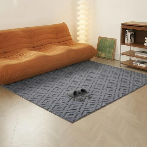 GOFORIT Alfombra lavable, mullida de pelo corto, alfombra grande para salón, también para dormitorio, pasillo y habitación de los niños, diseño moderno antideslizante, suave, fácil de limpiar, (gris