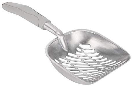 Yctze Edelstahl-Streuschaufel, Haustierspatel, Streuschaufel, Sieb, Ergonomischer Griff, Edelstahl-Metallstreuschaufel mit Halter, Heimtierbedarf/Katzen/Streu & Stubenreinheit/Streuschaufeln (Grey)