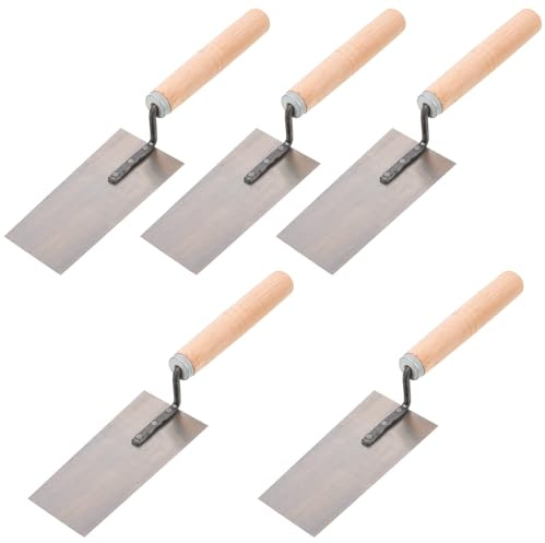 IWOWHERO Lot de 5 Truelles à Plâtre en Acier Inoxydable, Grandes Spatules à Ciment pour Bricolage, Outils de Finition et Grattoirs de Maçonnerie, pour Travaux de Peinture et Pose de