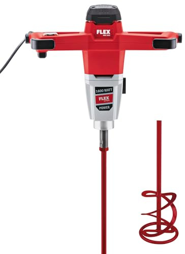 Flex 2-Gang-Rührer MXE 1602 + Wendelrührer HP2 160 (schwarz, rot, 1600 Watt 2-Gang-Rührer mit 3-Stufen Drehzahlschalter, Rührmaschine, Baustellenrührer, Elektromischer, Farb- und Kleberrührer) 497312