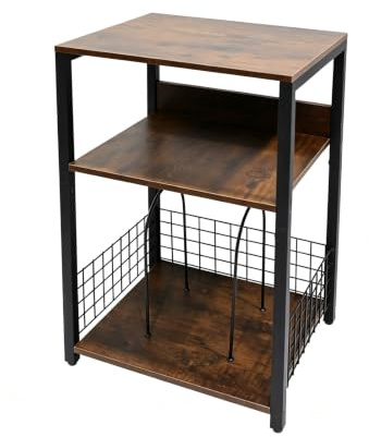 BQZKTVED Mobile Hifi Metallo e Legno 2 Livelli, Mobile Giradischi Vintage | Mobile Vinili per Giradischi, Amplificatore e Accessori Audio Domestici
