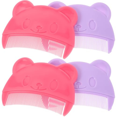 NIYANGLE 4pcs Hair Comb Newborn Scalp Brush Massage Comb Plastic Bear Shape for Gentle Scalp Care and Cradle Cap Removal for Infants and Newborns Home Travel