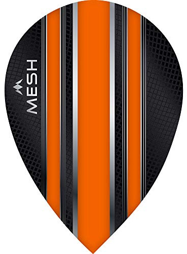 Mission Darts Mesh Dart Flights | 100 Micron UV Finish | Pear Shape, Orange, 1 Set of 3 Flights (#_1xF2067)