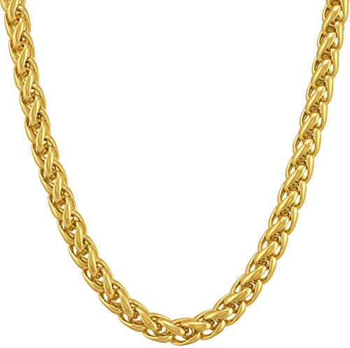LIFETIME JEWELRY Collar de cadena tejida para mujeres y hombres, chapado en oro real de 24 quilates, 51 cm , Chapado en oro, No es una piedra preciosa