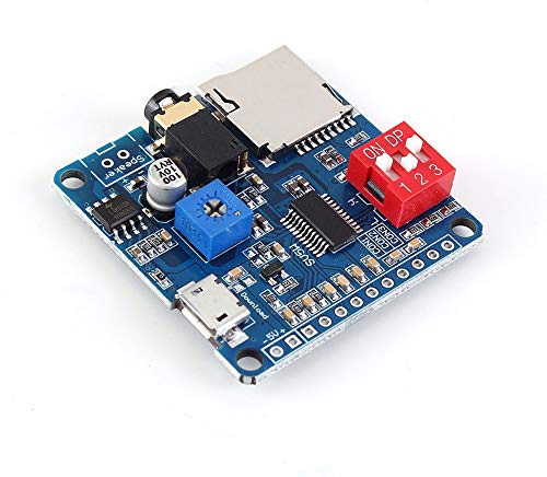 Modulo di Riproduzione Vocale,Scheda Audio per Riproduzione UART I/O Trigger Amplificatore classe D 5W SD/TF Card Play Serial Port Control Playback Compatibile
