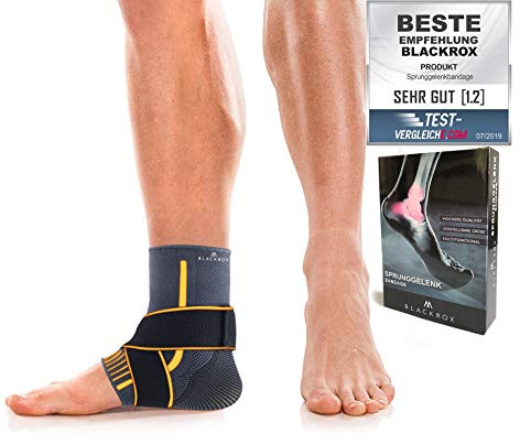 BLACKROX Sprunggelenkbandage, Vergleichssieger, Knöchelbandage, Sprunggelenk Bandage, Sport, Handball, Fußball, Volleyball, Fußbandage, Fussgelenkbandage Damen & Herren Links & Rechts (Gelb, M)