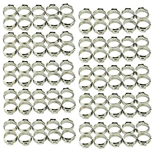 100pcs 1/2 Inch PEX Cinch Clamp Rings,304 Stainless Steel Cinch Crimp Rings Pinch Clamps for PEX Tubing Pipe Fitting Connections