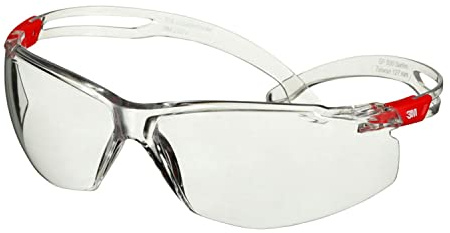 3M SecureFit 500 Gafas de seguridad, montura incolora y roja, recubrimiento antiempañante/antirrayaduras Scotchgard (K y N), lente incolora, SF501SGAF-RED-EU