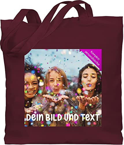 Baumwolltasche - Foto eigenem - Fotogeschenk I Geschenk Bild personalisiert I Geschenk mit Bild I Custom Photo - Unisize - Bordeauxrot - fotogeschenke kindergarten stofftasche selbst drucken druck