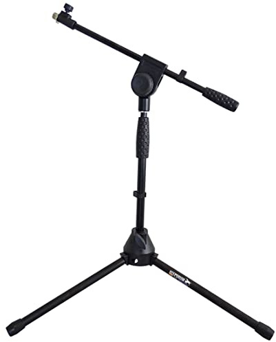 keepdrum EMS013 Mikrofonständer PRO Stativ halbhoch ausziehbar mit Galgen und Guss-Sockel