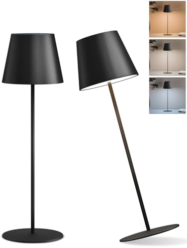 FUYO 2 Stück LED Tischlampe kabellos akku Nachttischlampe - USB-C Aufladbar, Touch Dimmbar 3-Stufig Warmlicht, Wasserdicht, für Indoor Outdoor​​ (Schwarz)