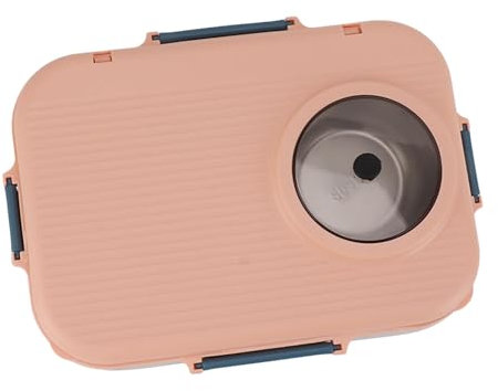 BROLEO Contenitore per Pranzo Al Sacco Contenitore Portatile per Bento in Acciaio Inossidabile 304 da 1200 Ml Anti Perdite con Cucchiaio per la Scuola (Rosa)