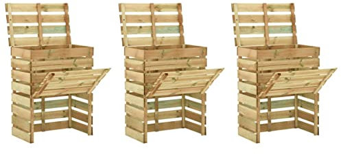 Gecheer Compostiera da Giardino a Doghe,Composter,Compostiera da Giardino Legno,Compostiere in Legno,Contenitore per Compost,Raccogli Rifiuti da Giardino,Foglie,Erbacce,3pz 80x50x100cm Pino Impregnato