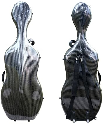 YoungMonic Cello Case für 4/4 Cellophanhülle in voller Größe, Kohlefaser-Streifen, geflochten oder gebürstet, leicht, bunt, mit starkem Gurt, Cellophantasche (schwarz gestreift)