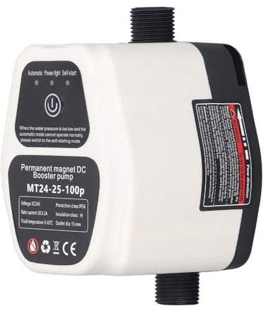 Bomba Elevadora de Presión de Agua, 100W 24V 25L Bomba Elevadora de Presión de Agua de Ducha Automática Inteligente, Control Manual y de Flujo de Agua (EU)