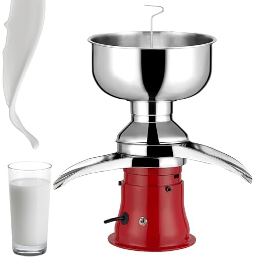 COUCHO Separatore Elettrico di Panna for Latte Fresco, Macchina for la separazione di Burro e Panna da 50 l/h con Ciotola for Il Latte da 8 l, separatore centrifugo di Panna e Burro, capre e Mucche