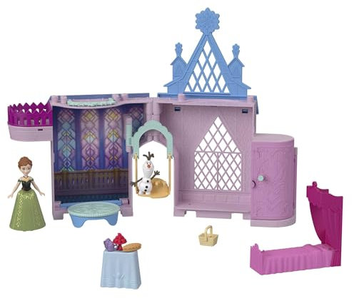 Mattel Disney Die Eiskönigin Storytime Stackers-Spielset, Puppenhaus von Annas Schloss in Arendelle mit kleiner Puppe, Olaf und 7 Zubehörteilen, inspiriert von den Disney-Filmen Die Eiskönigin“, JDP65