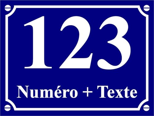 Plaque de rue décorative en aluminium personnalisé personnalisable avec Numéro de maison et texte - Idée cadeau (Bleu, 20x30cm)