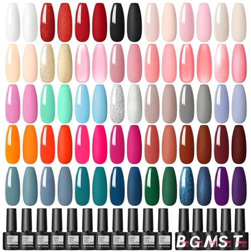 COSCELIA 40 Stück UV Nagellack Set, Gel Nagellack mit Unterlack,Glänzender & Matte Überlack, Silber &Gold Glitzer Überlack, Gellack UV Gel Set für Nagel Design 7ML