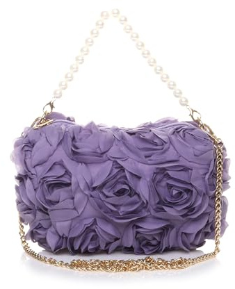 AJVANI Flower rose ruffle wedding evening clutch bag