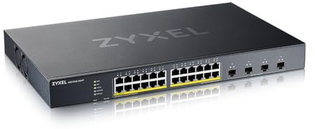 Zyxel Netzwerk Switch 24 Port | Lite-L3 | 10G | PoE | XGS1935-28HP | 24x PoE+ mit 375W Budget + 4x 10G SFP+ Ports, NebulaFlex, Smart-Managed L3, Smart Fan, Rackmontage Kit