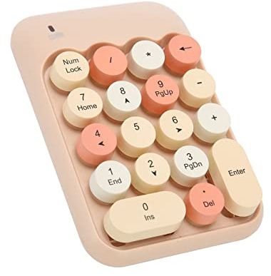 SUNGOOYUE Number Keypad, 2,4 GHz Retro Farbe 18 Tasten Numerische Tastatur USB-Empfänger für Laptop (Milchteefarbe, gemischte Farbe)