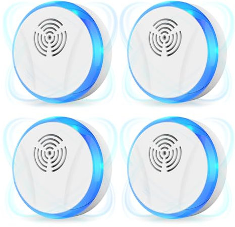 Ultraschall-Mäuseabwehr Ultraschall Schädlingsbekämpfer 4 Stück,Elektrisch Insektenschutzmittel Moskitoschutz Innenräumen Plug-in Pest Repeller für Mücken Mäuse Spinnen Kakerlaken Fliegen Wespen Flöhe