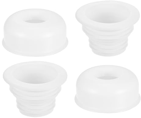sourcing map 2Pcs Washing Machine Drain Hose Seal Plug, Anti-Odor Floor Drain Pipe Silicone Plug Sewer Hose Fittings with Decorative Cover for Toilet Kitchen Washing Machine, White (40-50mm)