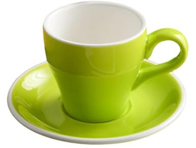 Ensemble de Tasses à café au Lait en céramique de Style Nordique de 180 ML - Tasses à café émaillées épaisses avec Assiettes pour la Maison, Le Bureau et Les cafés (Bordure Blanche