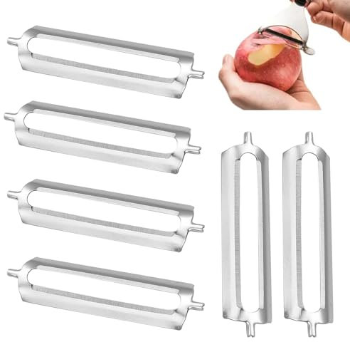HAPPOW 6 Stück Sparschäler Ersatzklingen für Tupper, Kartoffelschälerklingen aus Edelstahl, Maul-Flach, Schäler für Tupperware Ersatzteile, für Doppel- und Einzelschälern