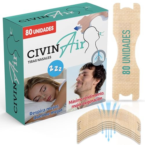 Tiras Nasales Antironquidos | Tiras nasales para Dormir y Respirar Mejor por la Nariz | Pack 80, Tiritas Nariz Respirar Mejor Descanso y Descongestionante Nasal. Fabricación Española