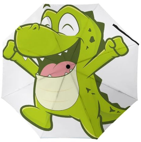 YBQLNP Regenschirm Sturmfest Cartoon Dinosaurier Automatik Taschenschirm Mit Schirmtasche Uv Faltbarer Regenschirm